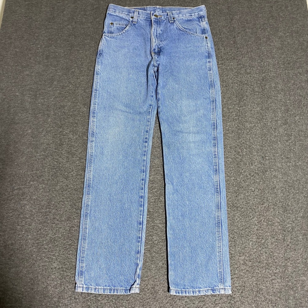 Wrangler 96501DS Mens Light Wash Straight Leg Denim Jeans 30x31 Cotton Western